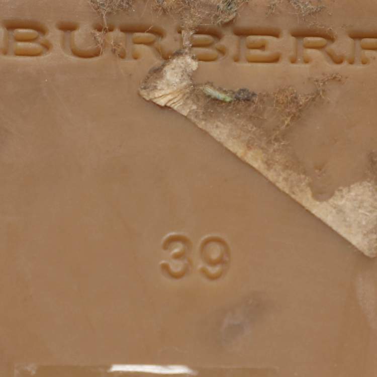 Pre Owned Burberry Beige/Black Check Patent Leather and Canvas Espadrille Wedge Sandals Size 39