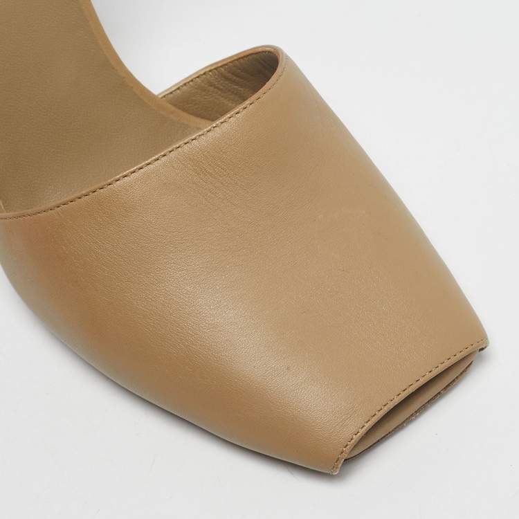 Pre Owned Burberry Beige Leather Ankle Strap Pumps Size 37