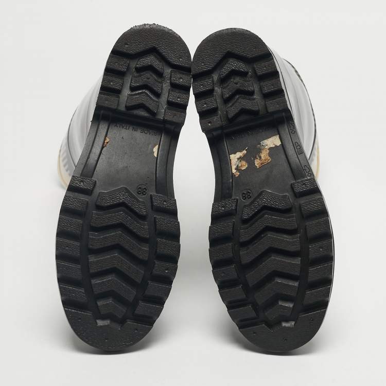 Pre Owned Burberry Green/Beige Rubber House Check Rain Boots Size 38