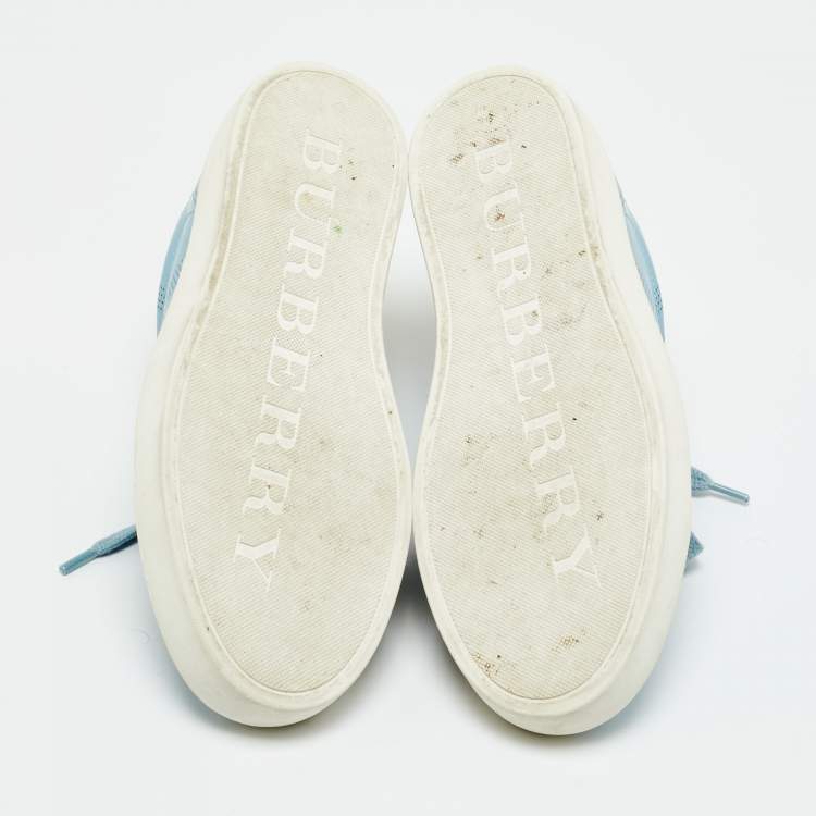 Pre Owned Burberry Blue Leather Lace Up Sneakers Size 37