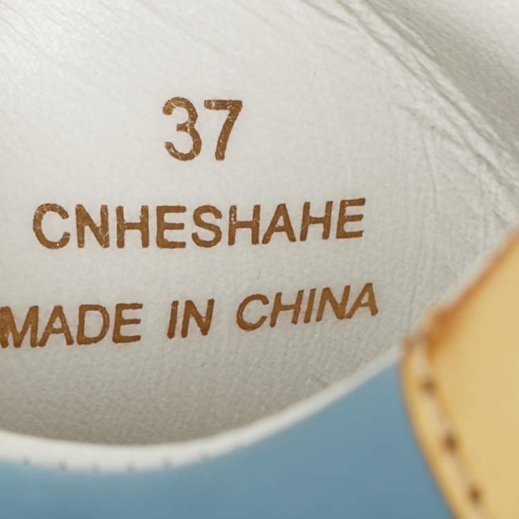 Pre Owned Burberry Blue Leather Lace Up Sneakers Size 37