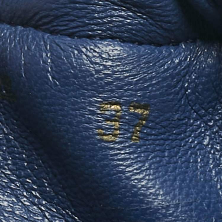 Pre Owned Burberry Blue/Beige Check Canvas and Suede Scrunch Ballet Flats Size 37