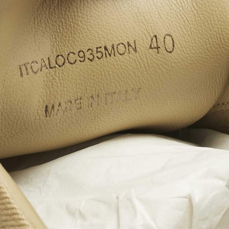 مملوكة مسبقًا Burberry White/Beige Leather and House Check Canvas Salmond Sneakers Size 40