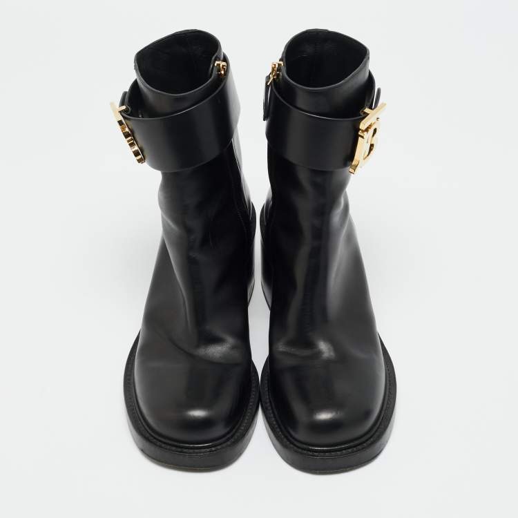 Pre Owned Burberry Westella Size 40 Black Leather Ankle Length Boots