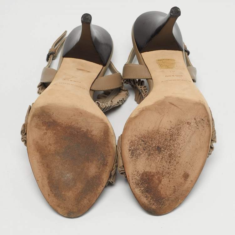 Pre Owned Burberry Size 41 Brown Leather Ankle Strap Sandals