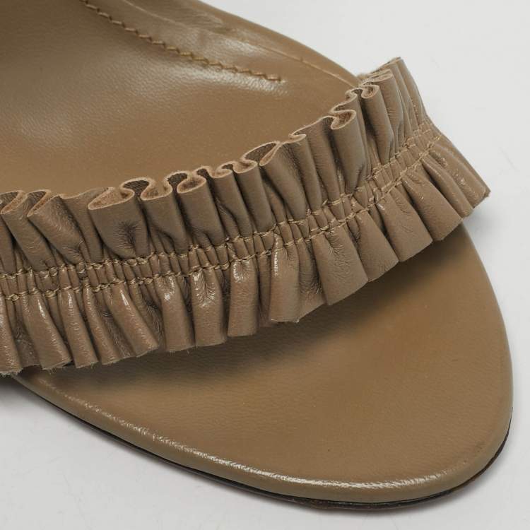 Pre Owned Burberry Size 41 Brown Leather Ankle Strap Sandals