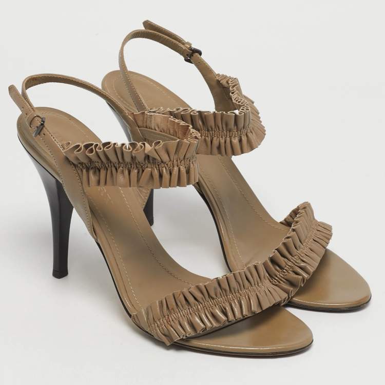 Pre Owned Burberry Size 41 Brown Leather Ankle Strap Sandals