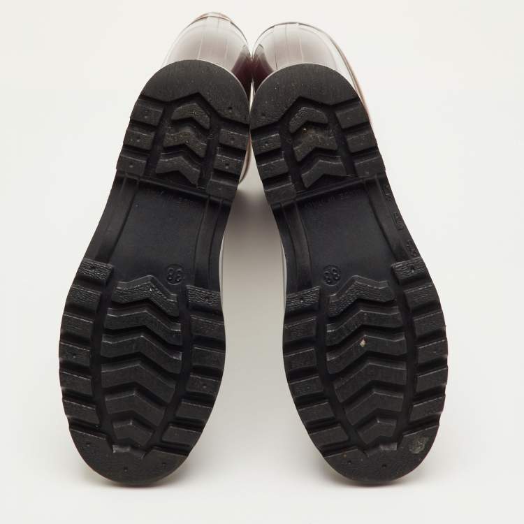 Pre Owned Burberry Size 38 Burgundy Novacheck Rubber Rain Boots