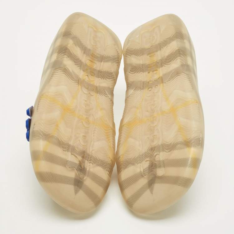 Pre Owned Burberry Size 40 Yellow Haymarket Check Rubber Slide Flats