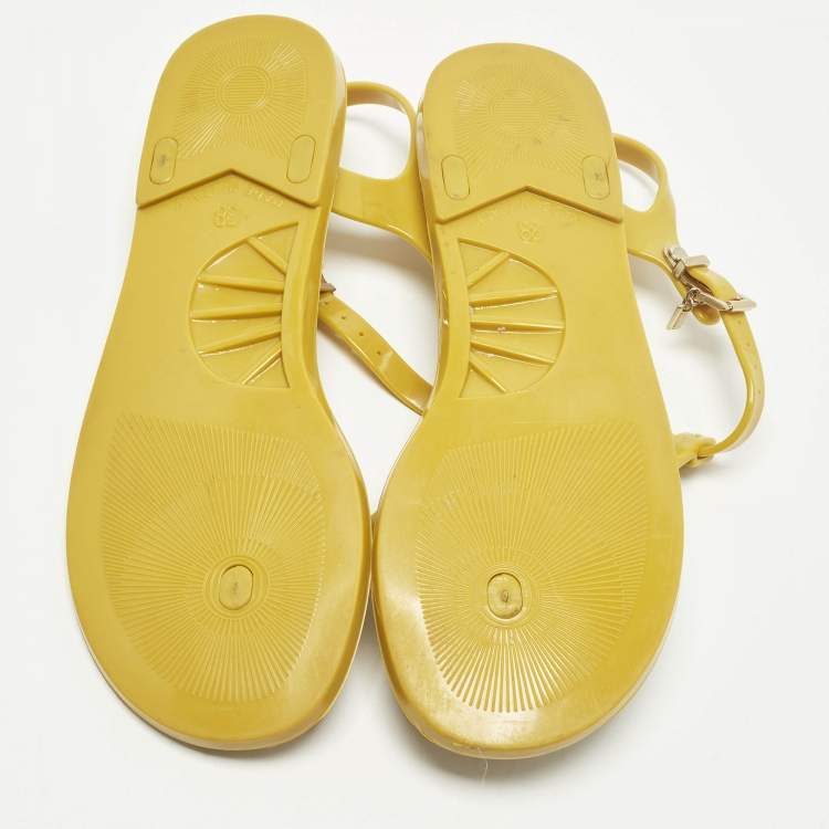 Pre Owned Burberry Size 38 Yellow Jelly Thong Flat Sandals