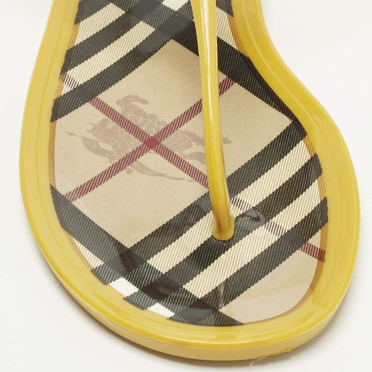 Pre Owned Burberry Size 38 Yellow Jelly Thong Flat Sandals