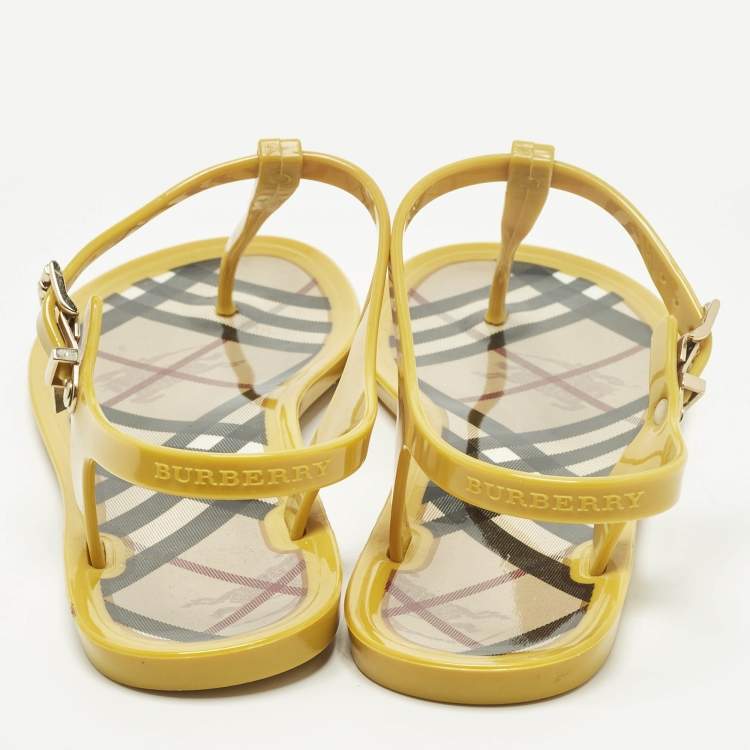 Pre Owned Burberry Size 38 Yellow Jelly Thong Flat Sandals