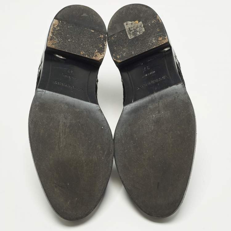 Pre Owned Burberry Size 37 Black Lace, Mesh and Patent Leather Brogues