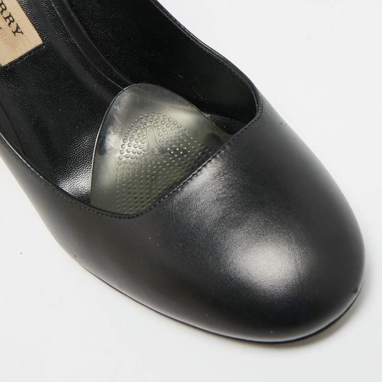 Pre Owned Burberry Size 39 Black Leather Caged Block Heel Pumps