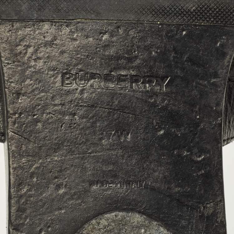 Pre Owned Burberry Black Canvas And Leather Flat Slides Size 38