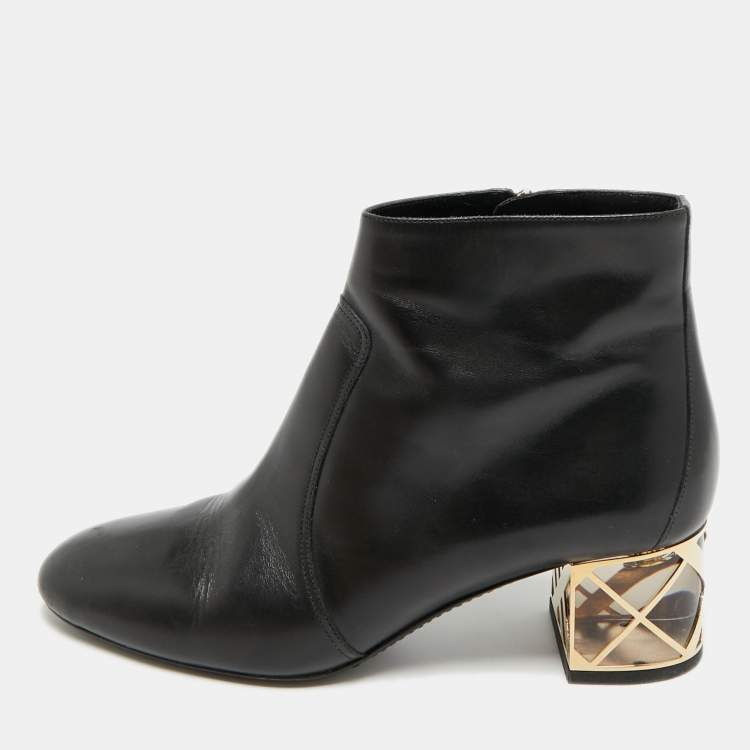 Pre Owned Burberry Billesdon Size 39 Black Leather Ankle Length Boots