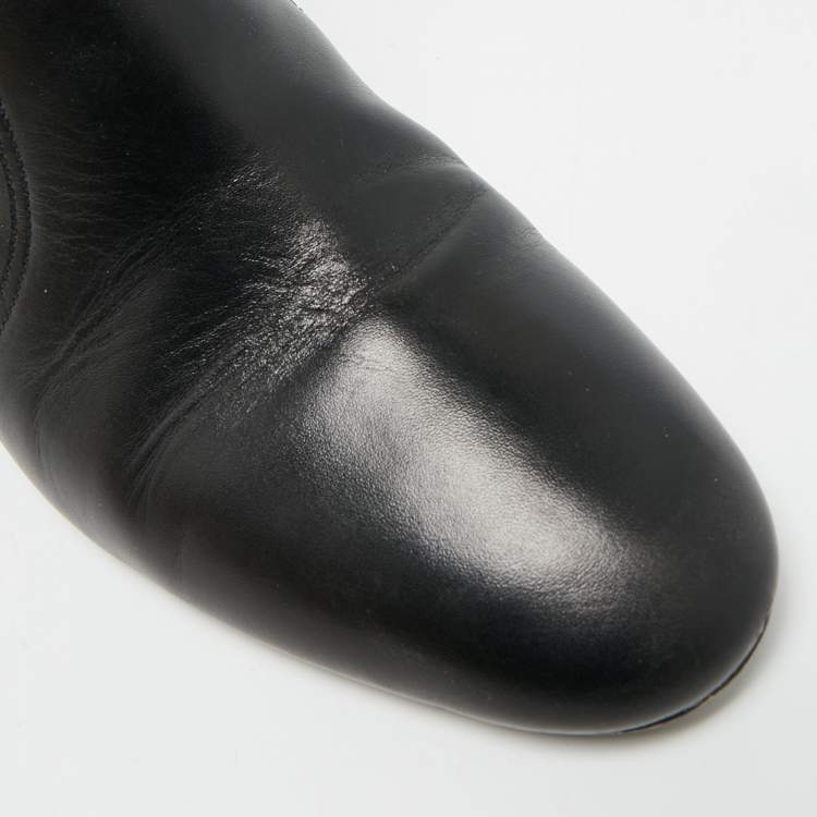 Pre Owned Burberry Billesdon Size 39 Black Leather Ankle Length Boots