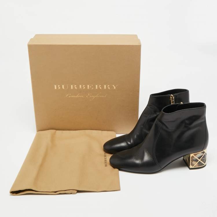 Pre Owned Burberry Billesdon Size 39 Black Leather Ankle Length Boots
