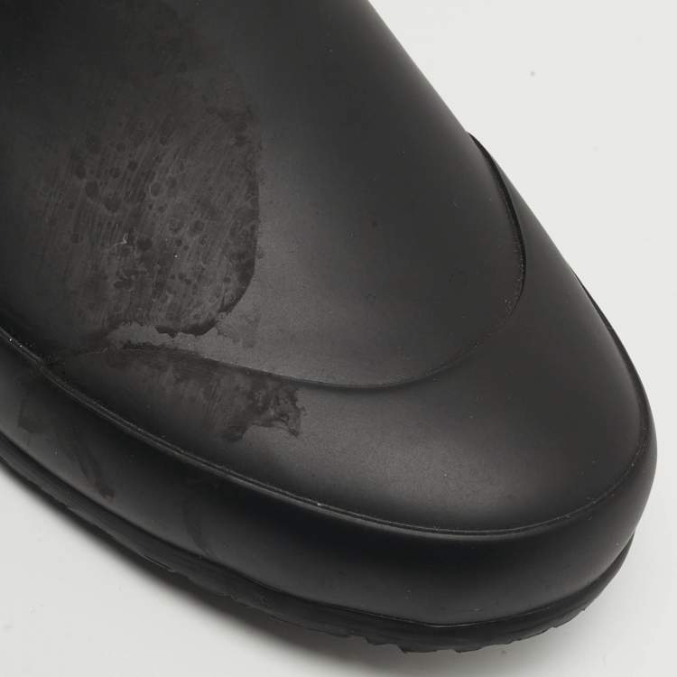 Pre Owned Burberry Check Size 39 Black Leather and Rubber Rain Boots