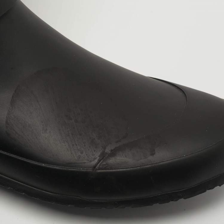 Pre Owned Burberry Check Size 39 Black Leather and Rubber Rain Boots