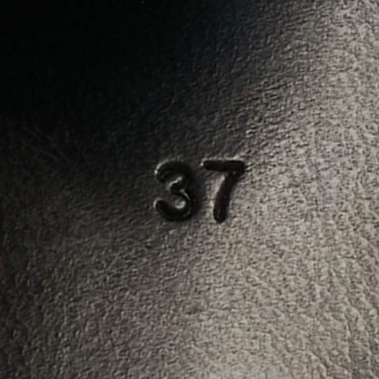 Pre Owned Burberry Honour Size 37 Black/White Canvas and Leather Slide Sandals