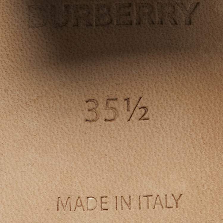 Pre Owned Burberry Size 35.5 Black Leather Square Toe Block Heel Pumps