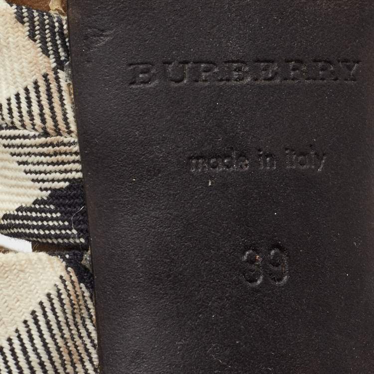 Pre Owned Burberry Size 39 Multicolor Nova Check Canvas Spike Studded Platform Sandals