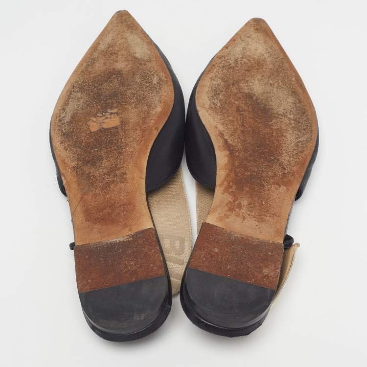 Pre Owned Burberry Size 38 Black Leather Slingback Flats