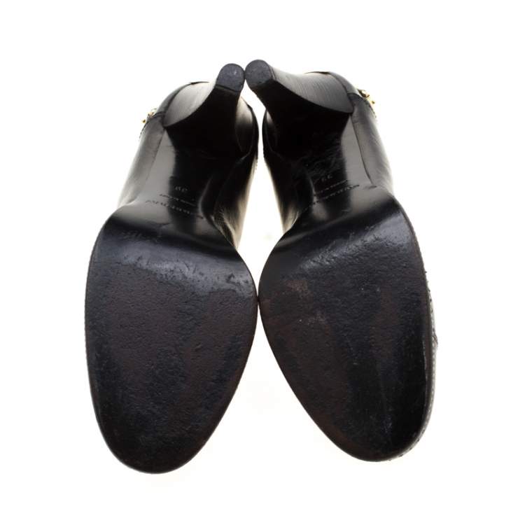 Pre Owned Burberry Black Leather Embellished Pumps Size 39