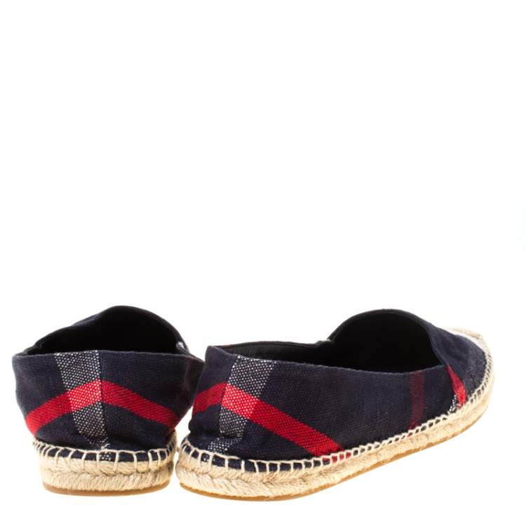 مملوكة مسبقًا Burberry Navy Blue Nova Check Canvas Espadrilles Size 41
