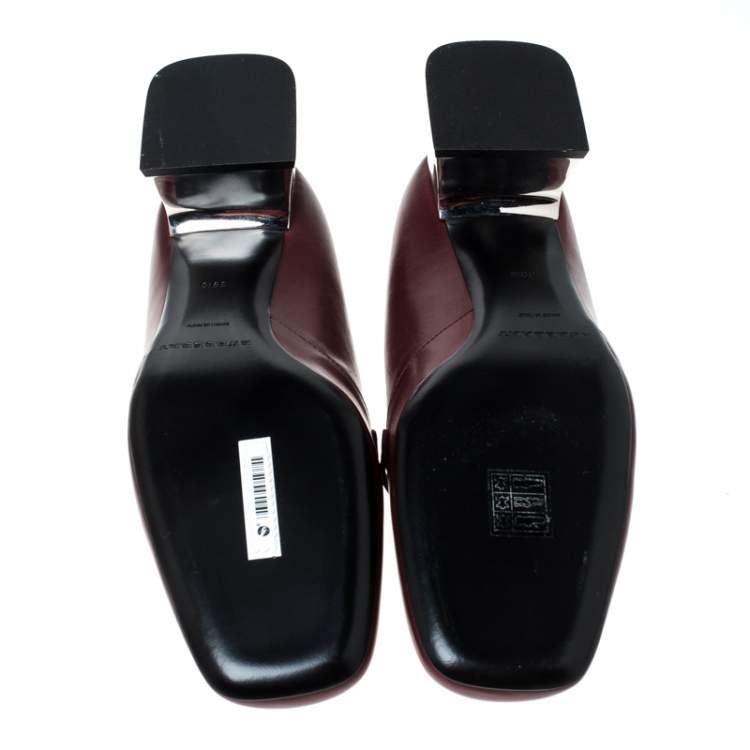 Pre Owned Burberry Burgundy Leather Amika Emebllished Pumps Size 39.5