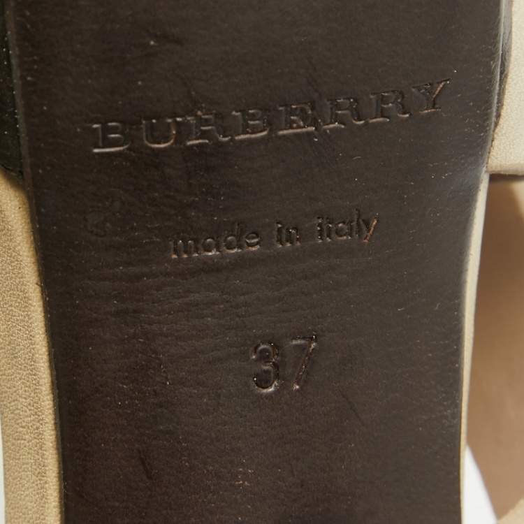 Pre Owned Burberry Prorsum Grey Leather Strappy Platform Sandals Size 37