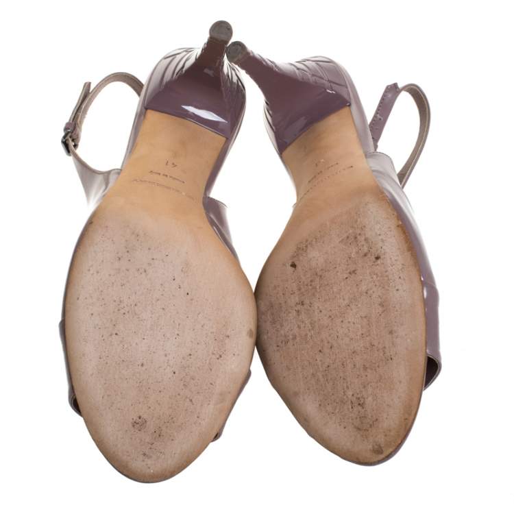 Pre Owned Burberry Lilac Leather Open Toe Slingback Sandals Size 41