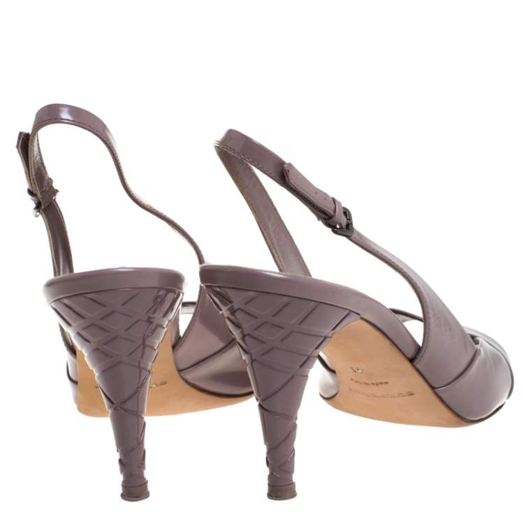 Pre Owned Burberry Lilac Leather Open Toe Slingback Sandals Size 41