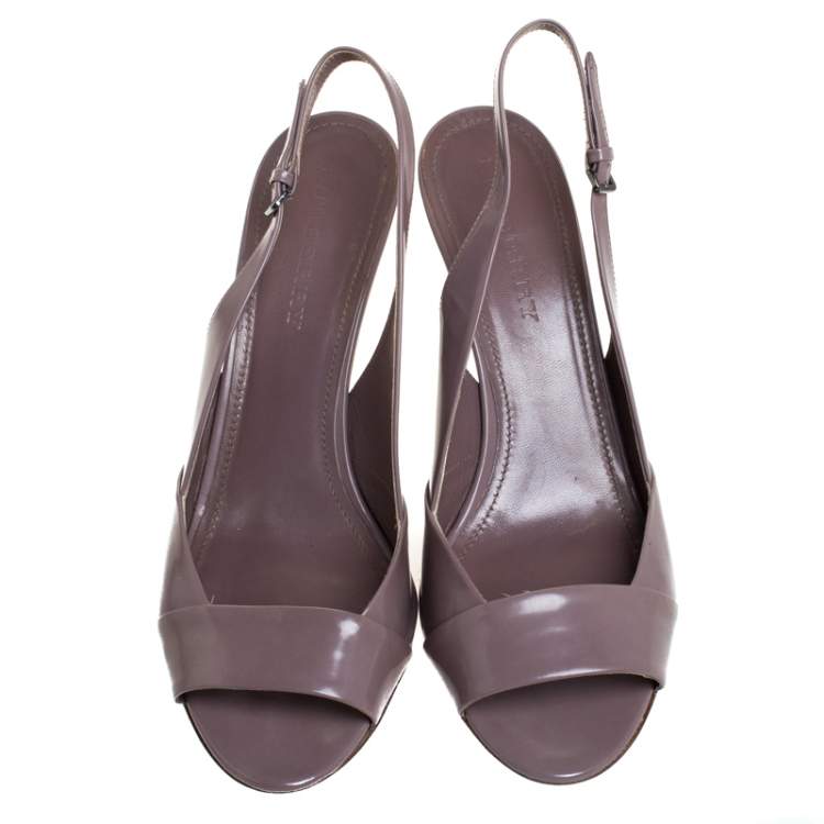 Pre Owned Burberry Lilac Leather Open Toe Slingback Sandals Size 41
