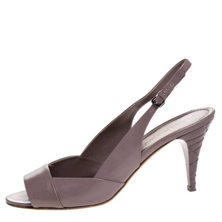 Pre Owned Burberry Lilac Leather Open Toe Slingback Sandals Size 41