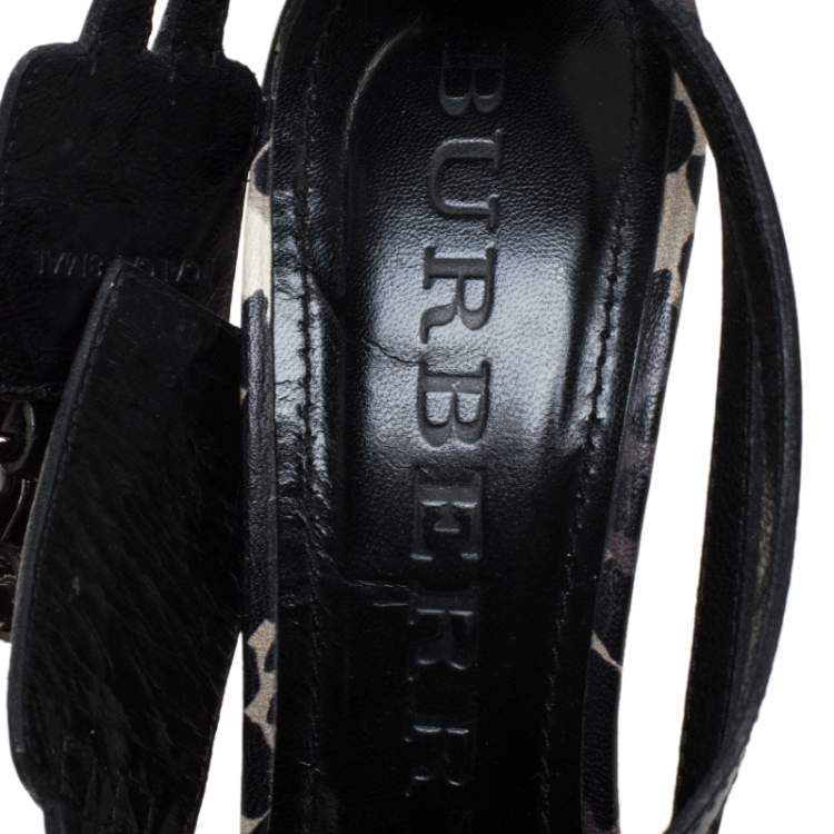 Pre Owned Burberry Multicolor Leather Platform Strappy Sandals Size 37