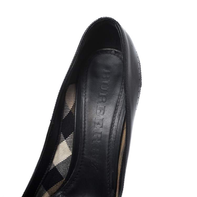 Pre Owned Burberry Black Leather Arlington Platform Pumps Size 40 