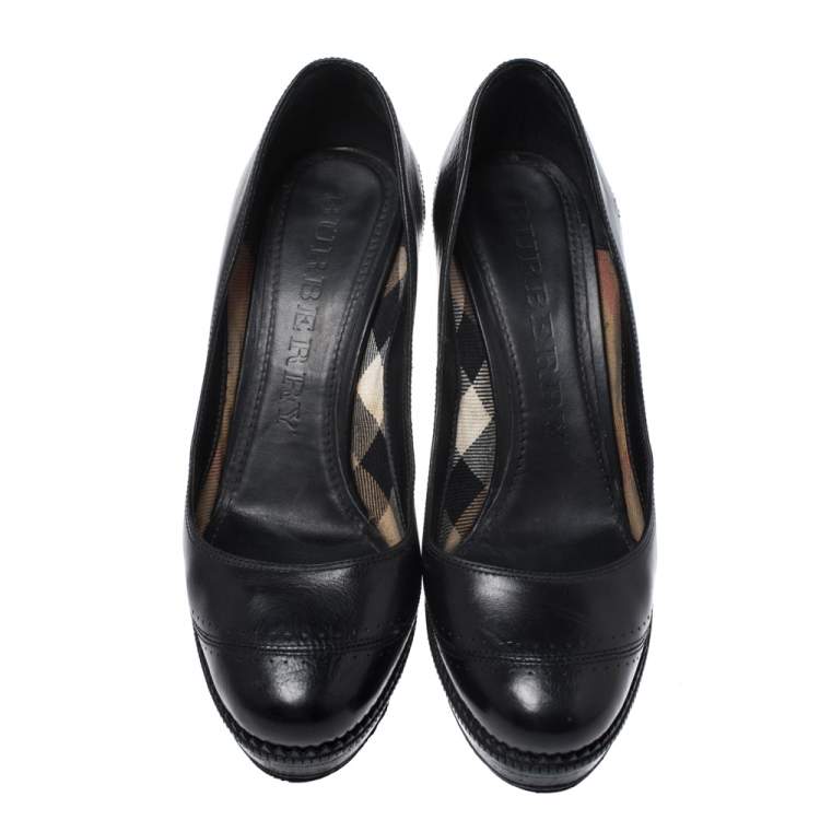 Pre Owned Burberry Black Leather Arlington Platform Pumps Size 40 