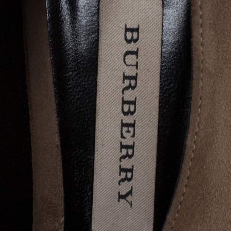 Pre Owned Burberry Grey Suede Reyard Wedge Pumps Size 40.5