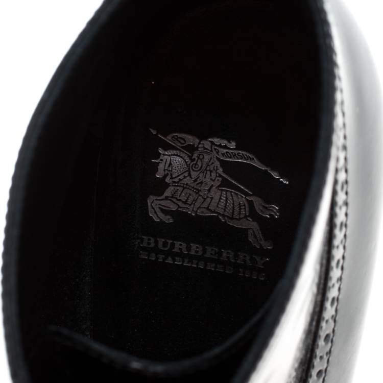 Pre Owned Burberry Black Patent Leather Victorian Lace Up Platform Booties Size 38