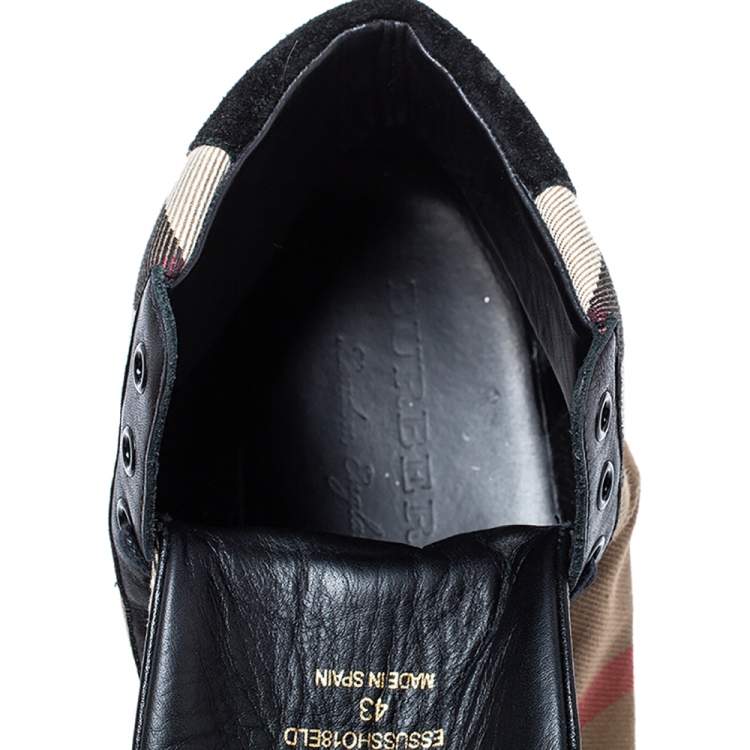 Pre Owned Burberry Black/Beige Check Canvas Painton High Top  Sneakers Size 43