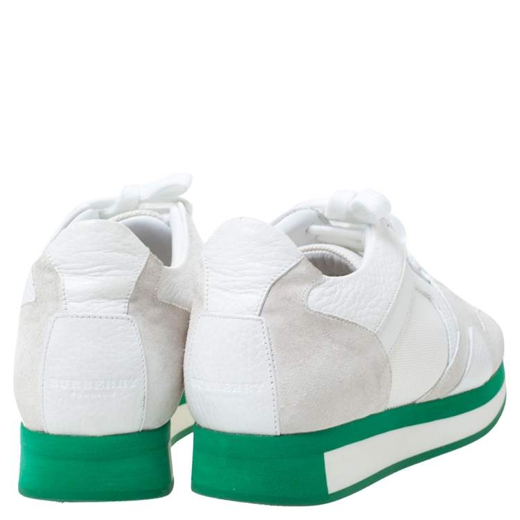 Pre Owned Burberry White Leather, Suede and Canvas Low Top Sneakers Size 39
