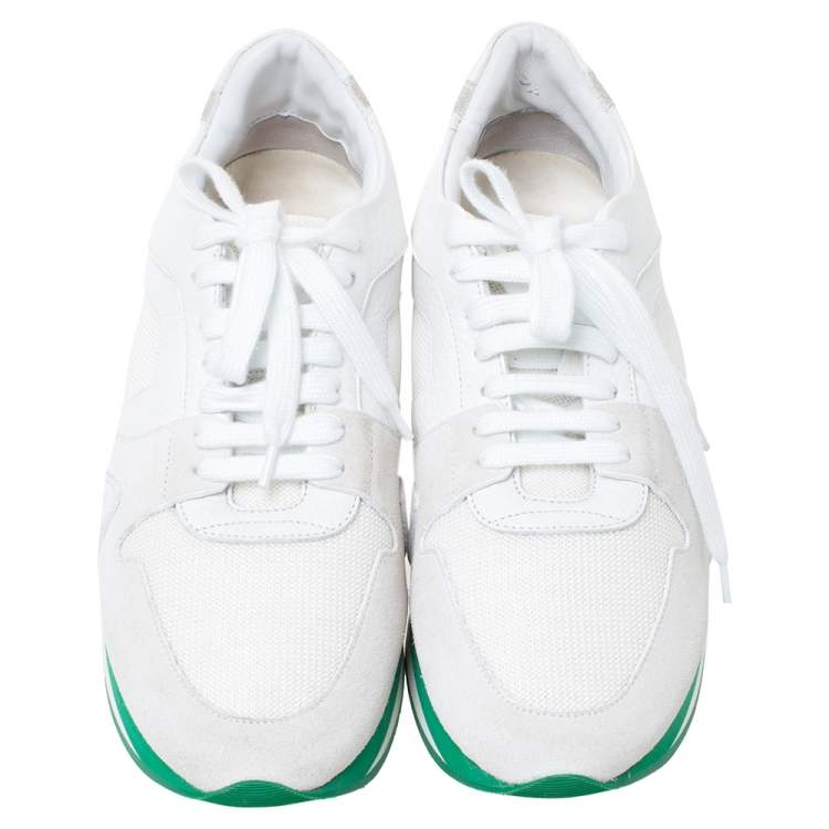 Pre Owned Burberry White Leather, Suede and Canvas Low Top Sneakers Size 39