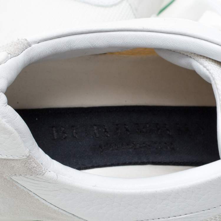 Pre Owned Burberry White Leather, Suede and Canvas Low Top Sneakers Size 39