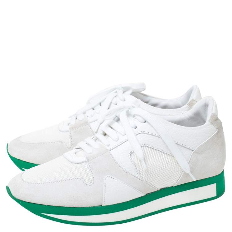 Pre Owned Burberry White Leather, Suede and Canvas Low Top Sneakers Size 39