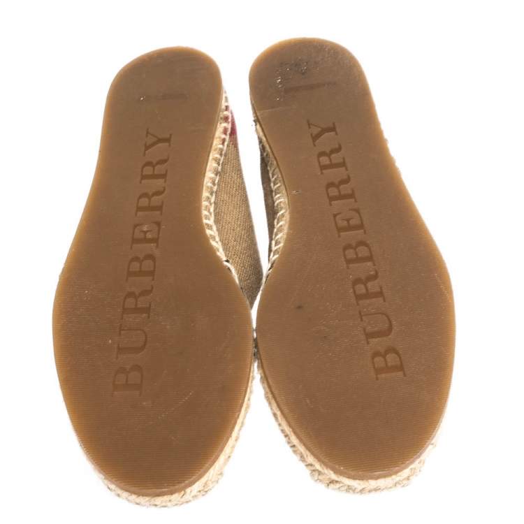 Pre Owned Burberry Brown Check Canvas Espadrilles Flats Size 38
