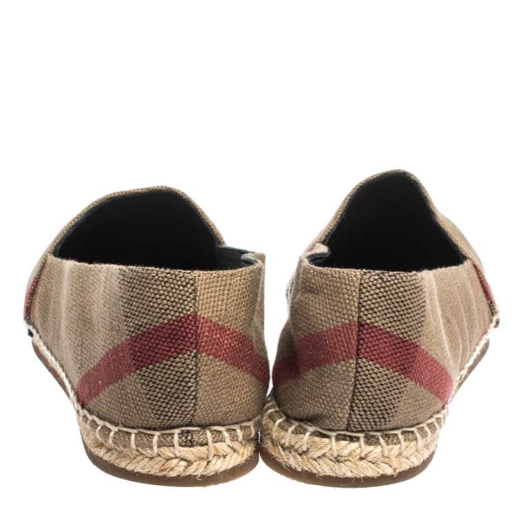 Pre Owned Burberry Brown Check Canvas Espadrilles Flats Size 38