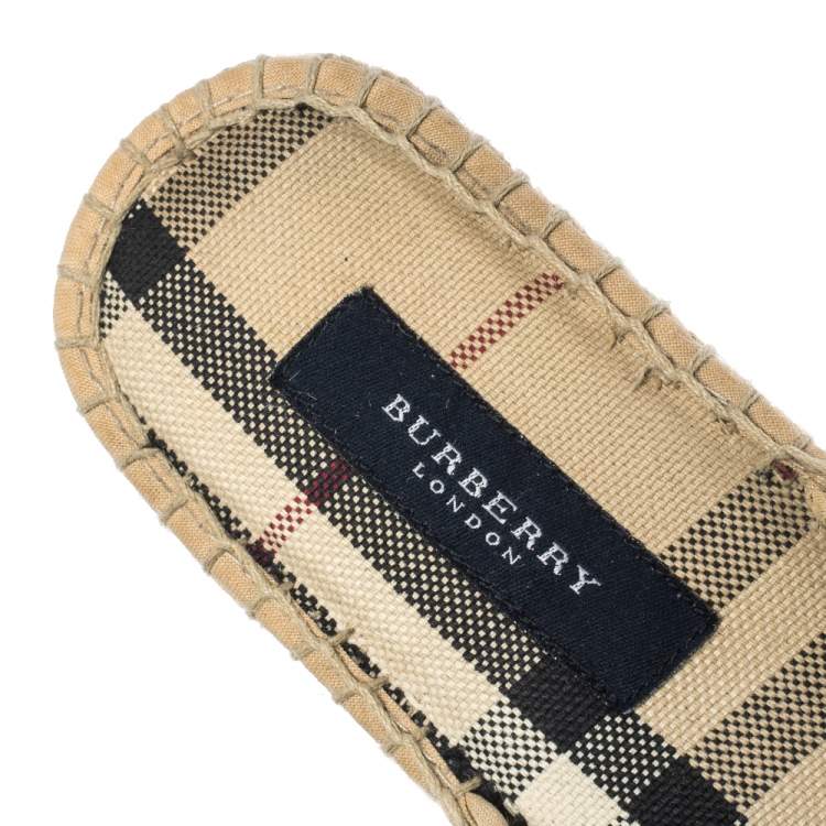 Pre Owned Burberry Beige Nova Check Canvas Espadrille Open Toe Sandals Size 40