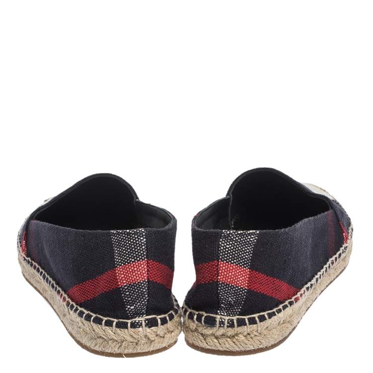 Pre Owned Burberry Navy Blue Nova Check Canvas Espadrilles Size 38
